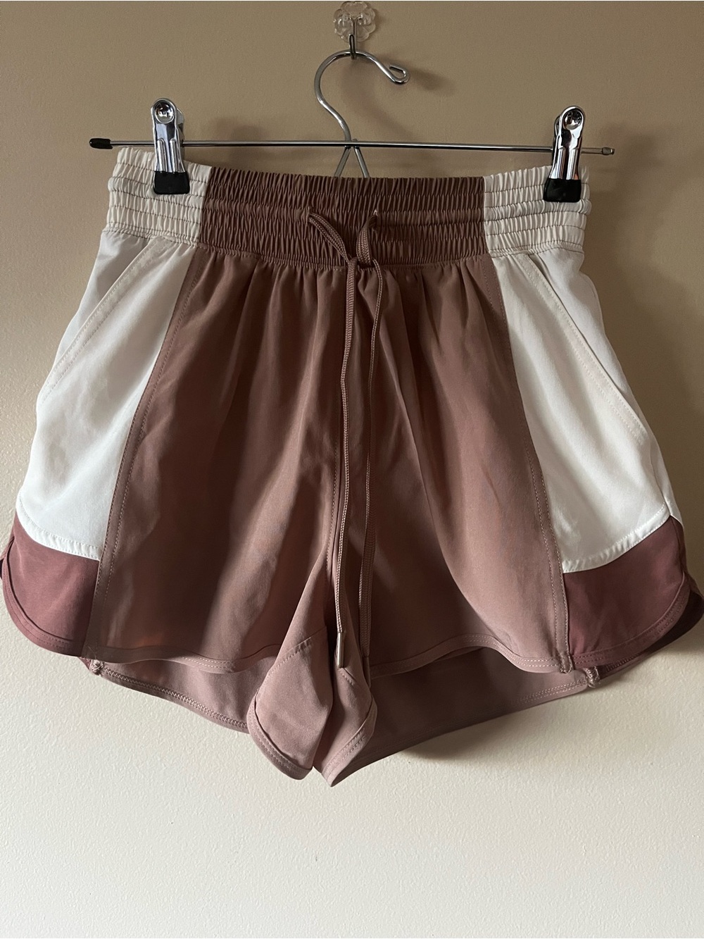 Abercrombie & Fitch Dusty Rose Athletic Shorts with White Panels